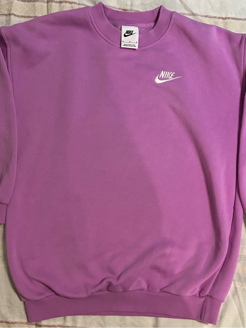 Nike Girl’s Pink/Purple Crewneck Sweatshirt with White Swoosh EUC M - Picture 2 of 4